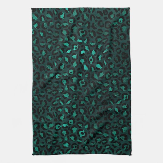 Teal and Gold Leopard Series Design 4 Geschirrtuch (Vertikal)