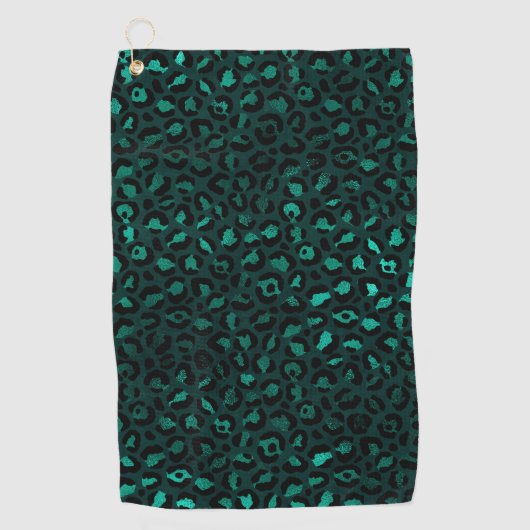 Teal and Gold Leopard Series Design 4 Golfhandtuch (Vorderseite)