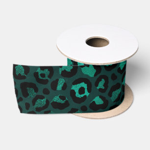 Teal and Gold Leopard Series Design 4 Satinband