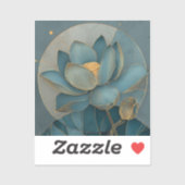 Teal and Gold Lotus Flower Geometric Line Art Zen Aufkleber (Blatt)