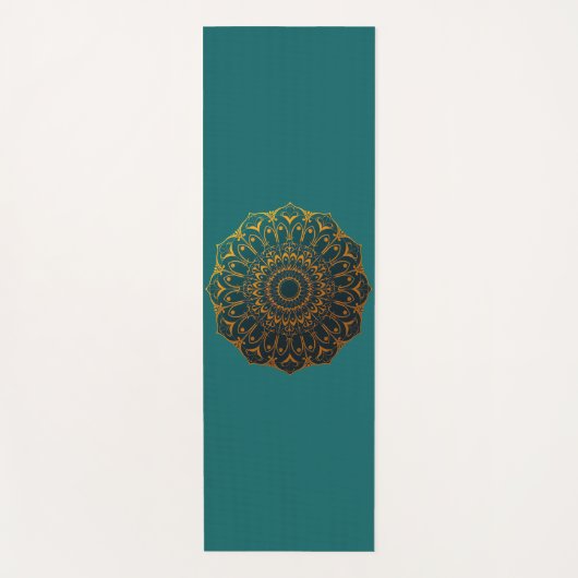 Teal and Gold Mandala Yogamatte (Vorderseite)