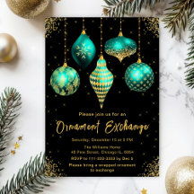 Teal and Gold Ornament Exchange Party