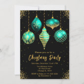 Teal and Gold Ornaments Christmas Party Einladung (Vorderseite)