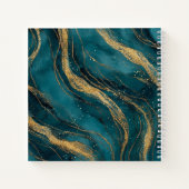 Teal and Gold Swirls Monogram Square Notizblock (Rückseite)