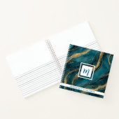 Teal and Gold Swirls Monogram Square Notizblock (Innenseite)