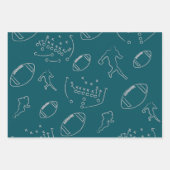 Teal and Gray Football Helmet and Ball Patterns Geschenkpapier Set (Vorderseite 3)
