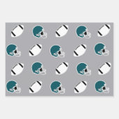 Teal and Gray Football Helmet and Ball Patterns Geschenkpapier Set (Vorderseite)