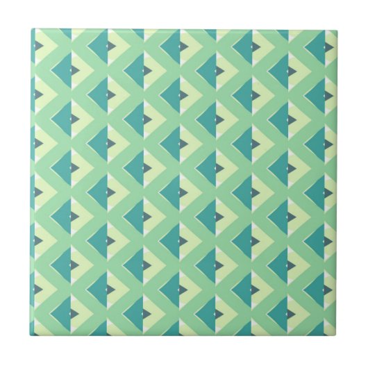 Teal and Green Diamond Geometric Pattern Fliese (Vorderseite)