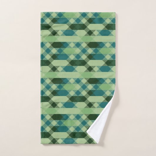 Teal and green geometric pattern badhandtuch set (Handtuch)