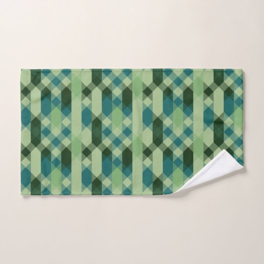 Teal and green geometric pattern badhandtuch set (Handtuch)