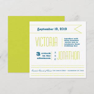 Teal and Lime Modern Typography Wedding Einladung