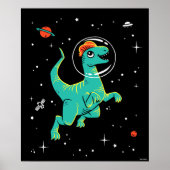 Teal And Orange Dilophosaurus Dinos In Space Poster (Vorne)
