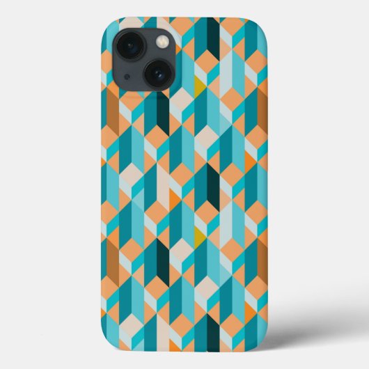 Teal And Orange Shapes Pattern Case-Mate iPhone Hülle (Rückseite)