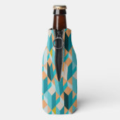 Teal And Orange Shapes Pattern Flaschenkühler (Flasche Rückseite)