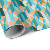 Teal And Orange Shapes Pattern Geschenkpapier (Rolleneckpunkt)