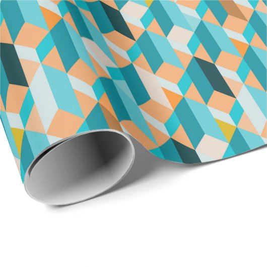 Teal And Orange Shapes Pattern Geschenkpapier (Rolleneckpunkt)