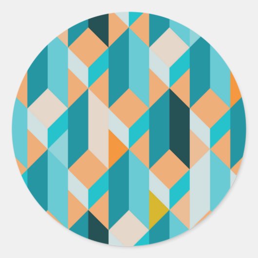 Teal And Orange Shapes Pattern Runder Aufkleber (Vorderseite)