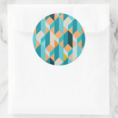 Teal And Orange Shapes Pattern Runder Aufkleber (Tasche)