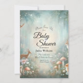 Teal and Peach Enchanted Forest Baby Shower Einladung (Vorderseite)
