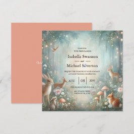 Teal and Peach Enchanted Forest Wedding Einladung