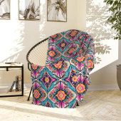 Teal and Pink Abstract Flowers Bohemian Fleecedecke