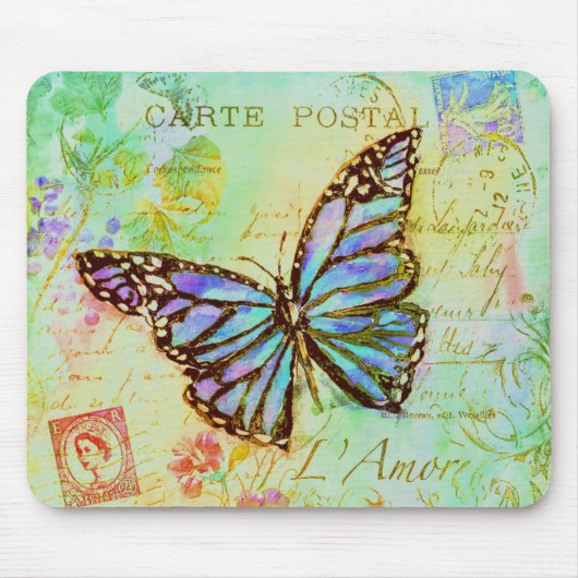Teal and purple butterfly mousepad (Vorne)