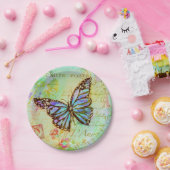 Teal and purple butterfly pappteller (Party)