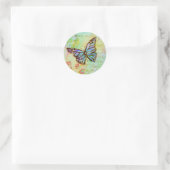 Teal and purple butterfly runder aufkleber (Tasche)