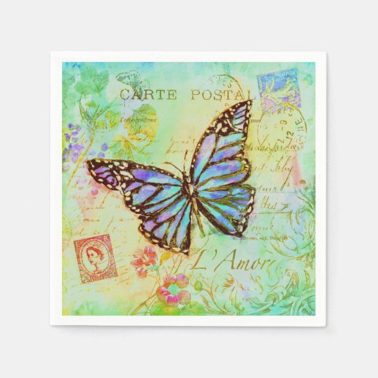 Teal and purple butterfly serviette (Vorderseite)