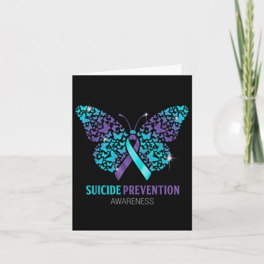 Teal And Purple Butterfly Suicide Prevention Aware Karte (Vorderseite)