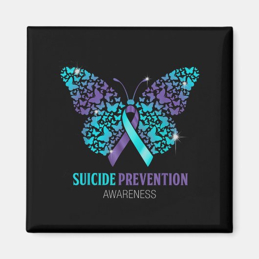 Teal And Purple Butterfly Suicide Prevention Aware Magnet (Vorne)