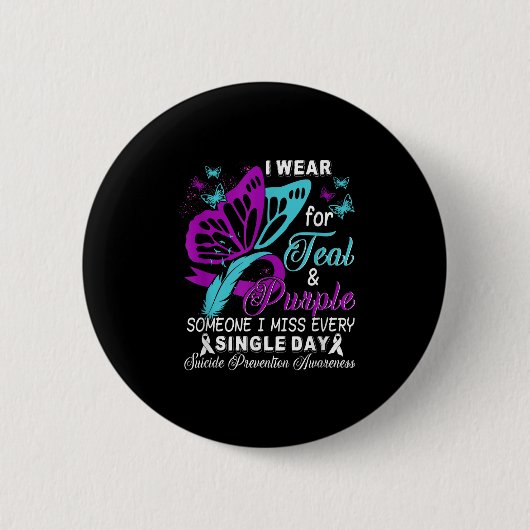 Teal And Purple Ribbon Suicide Prevention Awarenes Button (Vorderseite)
