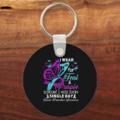 Teal And Purple Ribbon Suicide Prevention Awarenes Schlüsselanhänger (Vorderseite)