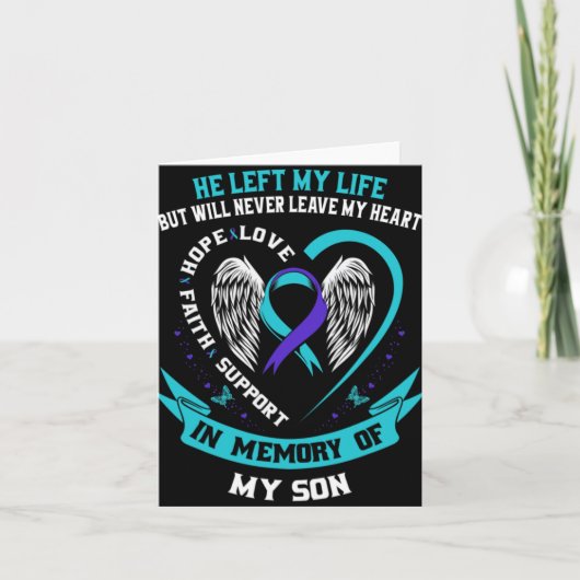 Teal And Purple Suicide Awareness Ribbon In Memory Karte (Vorderseite)