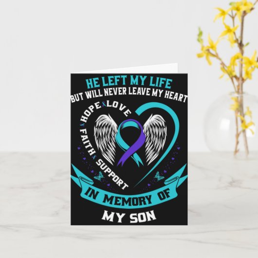 Teal And Purple Suicide Awareness Ribbon In Memory Karte (Gelbe Blume)