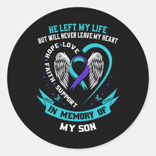 Teal And Purple Suicide Awareness Ribbon In Memory Runder Aufkleber (Vorderseite)