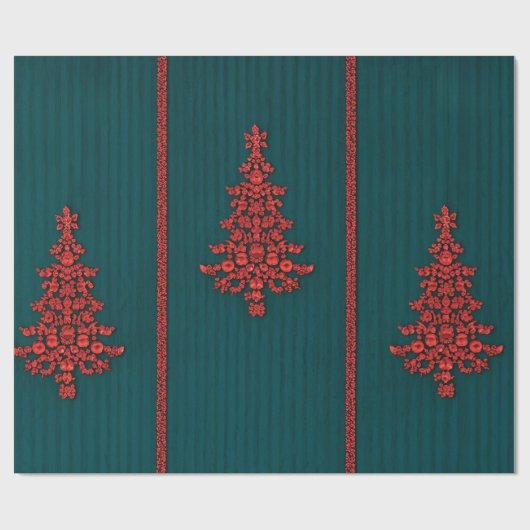 Teal and Red Crystal Christmas Trees Geschenkpapier (Flach)