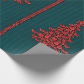 Teal and Red Crystal Christmas Trees Geschenkpapier (Ecke)