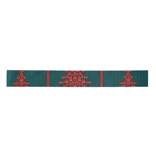 Teal and Red Crystal Christmas Trees Satinband (Vorderseite)