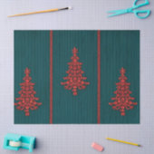 Teal and Red Crystal Christmas Trees Seidenpapier (Basteln)