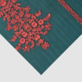 Teal and Red Crystal Christmas Trees Seidenpapier (Detail)