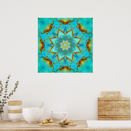 Teal and Rust Mandala Poster (Küche)