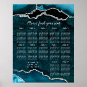 Teal and Silver Agate Wedding Seating Chart Poster (Vorne)