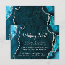 Teal and Silver Agate Wedding Wishing Well Begleitkarte