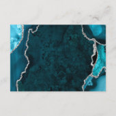 Teal and Silver Agate Wedding Wishing Well Begleitkarte (Rückseite)