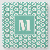 Teal and Turquoise Initial Stone Coaster Steinuntersetzer (Vorderseite)