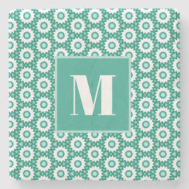 Teal and Turquoise Initial Stone Coaster Steinuntersetzer