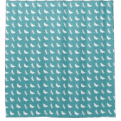 Teal and White Butterfly and Dragonfly Pattern Duschvorhang (Vorderseite)