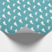 Teal and White Butterfly and Dragonfly Pattern Geschenkpapier (Ecke)