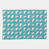 Teal and White Butterfly and Dragonfly Pattern Geschirrtuch (Horizontal)